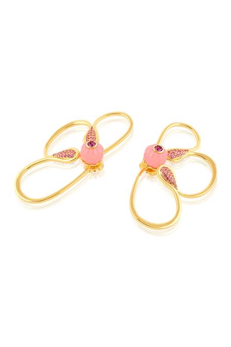 Isharya Pink Stones Petal Dusk Stud Earrings Online at Aza Fashions Isharya_Pink Stones Petal Dusk Stud Earrings _Online_at_Aza_Fashions