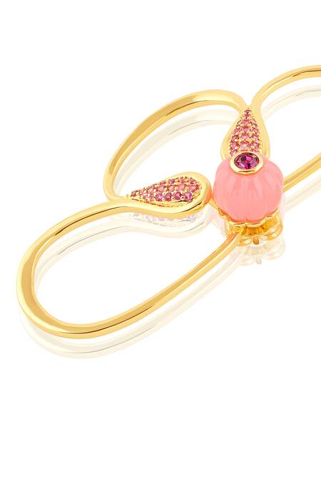 Shop Isharya Pink Stones Petal Dusk Stud Earrings Online at Aza Fashions Shop_Isharya_Pink Stones Petal Dusk Stud Earrings _Online_at_Aza_Fashions