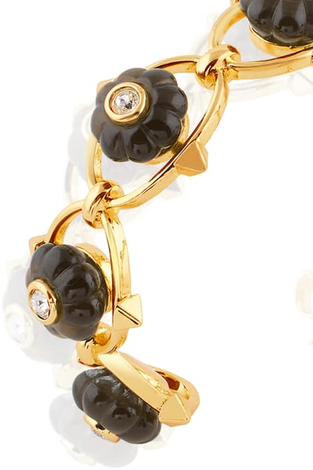 Isharya Black Stones Midnight Bloom Hoop Earrings Online at Aza Fashions Isharya_Black Stones Midnight Bloom Hoop Earrings _Online_at_Aza_Fashions
