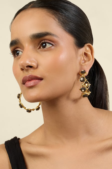 ISHARYA Midnight Bloom Hoop Earrings 
