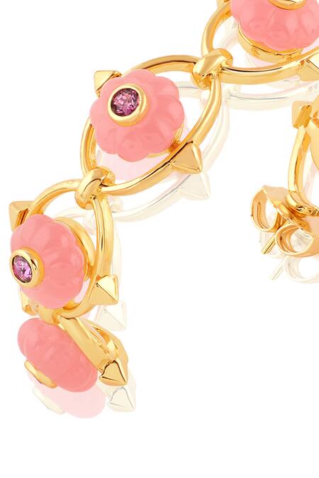 Isharya Pink Twilight Bloom Hoop Earrings Online at Aza Fashions Isharya_Pink Twilight Bloom Hoop Earrings _Online_at_Aza_Fashions