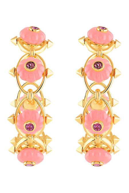Buy Isharya Pink Twilight Bloom Hoop Earrings Online at Aza Fashions Buy_Isharya_Pink Twilight Bloom Hoop Earrings _Online_at_Aza_Fashions