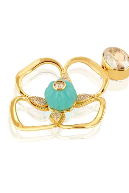 Buy Isharya Gold Plated Stones Midnight Bloom Dangler Earrings Online at Aza Fashions Buy_Isharya_Gold Plated Stones Midnight Bloom Dangler Earrings _Online_at_Aza_Fashions