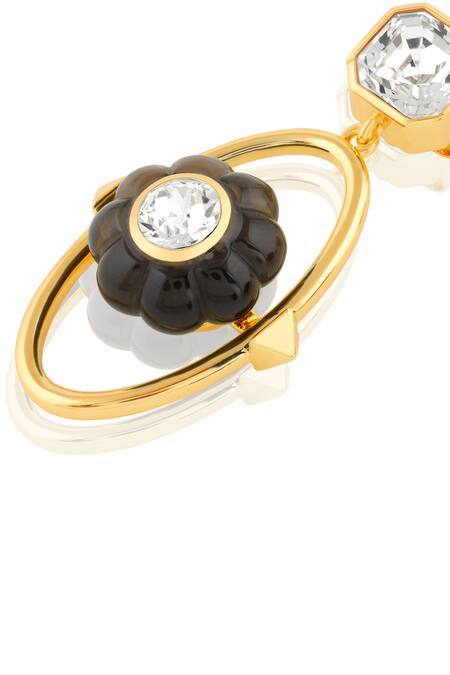 Buy Isharya Black Crystals Noir Flora Dangler Earrings Online at Aza Fashions Buy_Isharya_Black Crystals Noir Flora Dangler Earrings_Online_at_Aza_Fashions