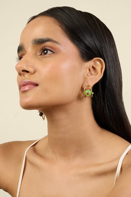ISHARYA Verdant Charm Huggie Hoops 