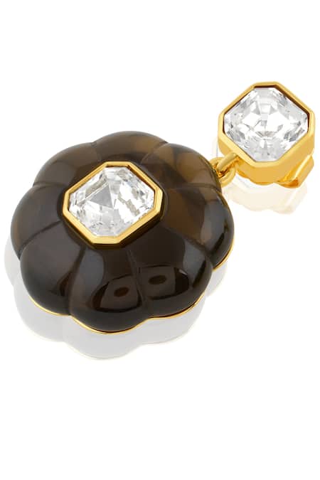 Buy_Isharya_Black Crystals Noir Garden Dangler Earrings_Online_at_Aza_Fashions