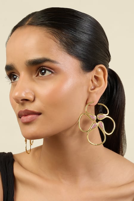 ISHARYA Rosy Radiant Gold Plated Earrings 