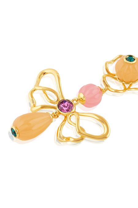 Buy Isharya Pink Beads Dusky Bloom Dangler Earrings Online at Aza Fashions Buy_Isharya_Pink Beads Dusky Bloom Dangler Earrings _Online_at_Aza_Fashions