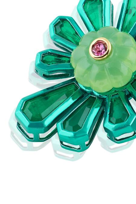 Buy Isharya Green Garden Gleam Stud Earrings Online at Aza Fashions Buy_Isharya_Green Garden Gleam Stud Earrings _Online_at_Aza_Fashions