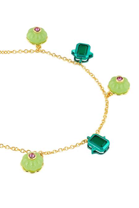 Buy Isharya Green Enchanted Garden Charm Necklace Online at Aza Fashions Buy_Isharya_Green Enchanted Garden Charm Necklace _Online_at_Aza_Fashions