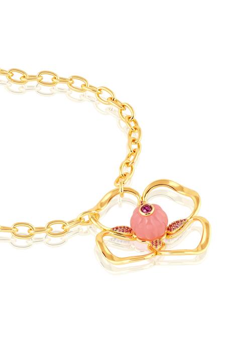 Isharya Pink Rosé Glow Pendant Necklace Online at Aza Fashions Isharya_Pink Rosé Glow Pendant Necklace _Online_at_Aza_Fashions