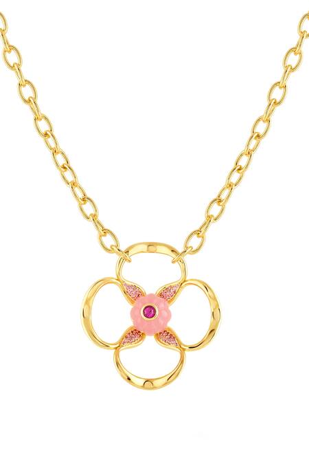 Buy Isharya Pink Rosé Glow Pendant Necklace Online at Aza Fashions Buy_Isharya_Pink Rosé Glow Pendant Necklace _Online_at_Aza_Fashions