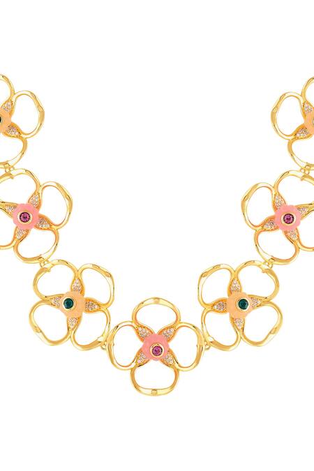 Isharya_Multi Color Garden Bloom Choker Necklace_Online_at_Aza_Fashions