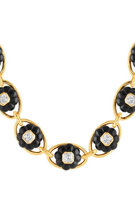 Isharya Black Midnight Garden Collar Necklace Online at Aza Fashions Isharya_Black Midnight Garden Collar Necklace _Online_at_Aza_Fashions