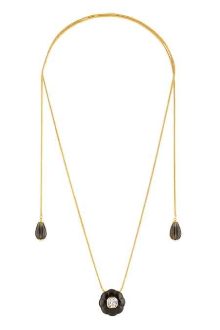Shop Isharya Black Noir Garden Statement Necklace at Aza Fashions Shop_Isharya_Black Noir Garden Statement Necklace _at_Aza_Fashions