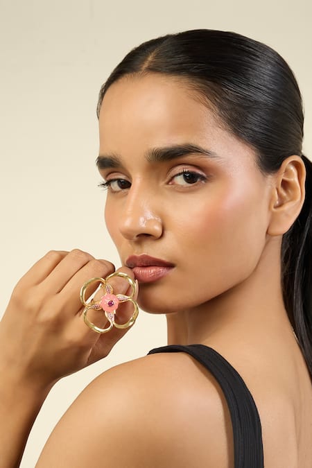 ISHARYA Rosé Fleur 18K Gold Plated Ring 