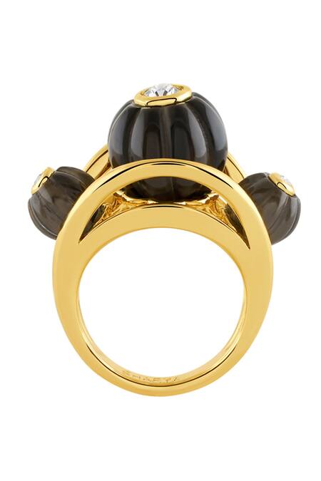 Isharya Black Stones Noir Luxe 18k Gold Plated Ring Online at Aza Fashions Isharya_Black Stones Noir Luxe 18k Gold Plated Ring _Online_at_Aza_Fashions