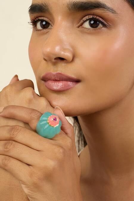 Isharya Blue Dome Dream Ring at Aza Fashions Isharya_Blue Dome Dream Ring _at_Aza_Fashions