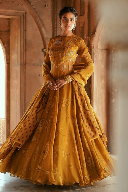 Isha Gupta Tayal Gold Embroidered Anarkali Set 