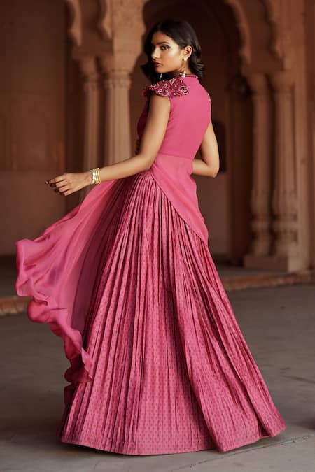 ISHA GUPTA TAYAL Designer Pink Fusion Lehenga Set 