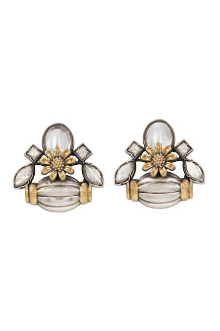 Sangeeta Boochra Designer Silver Handcrafted Stud Earrings 