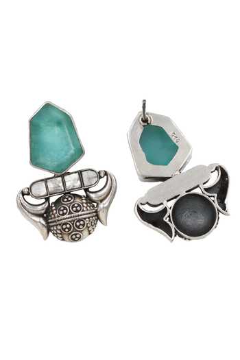 Buy Sangeeta Boochra Green Handcrafted Silver Onyx Danglers Online at Aza Fashions Buy_Sangeeta Boochra_Green Handcrafted Silver Onyx Danglers _Online_at_Aza_Fashions