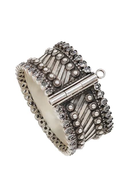 Sangeeta Boochra Timeless Silver Kundan Bangle 