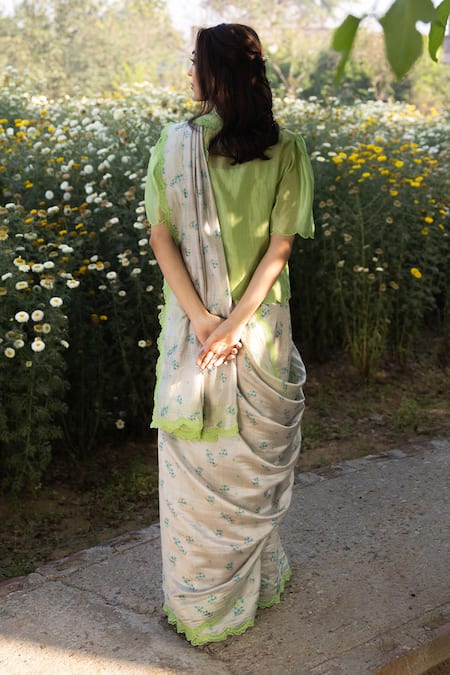 Surmaye Wildflower Kiss Light Beige Saree 