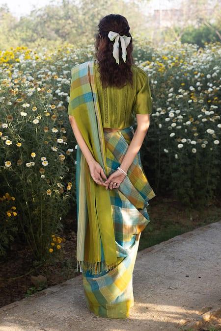 Surmaye Entwined Checkered Handloom Saree 