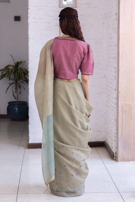 Surmaye Earthen Bloom Jamdani Saree 