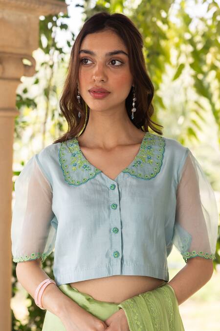 Buy Surmaye Green Embroidery Whispering Ivy Saree Buy_Surmaye_Green Embroidery Whispering Ivy Saree