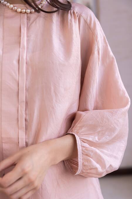 Surmaye Pink Round Neck Endless Dream Dress Online at Aza Fashions Surmaye_Pink Round Neck Endless Dream Dress _Online_at_Aza_Fashions