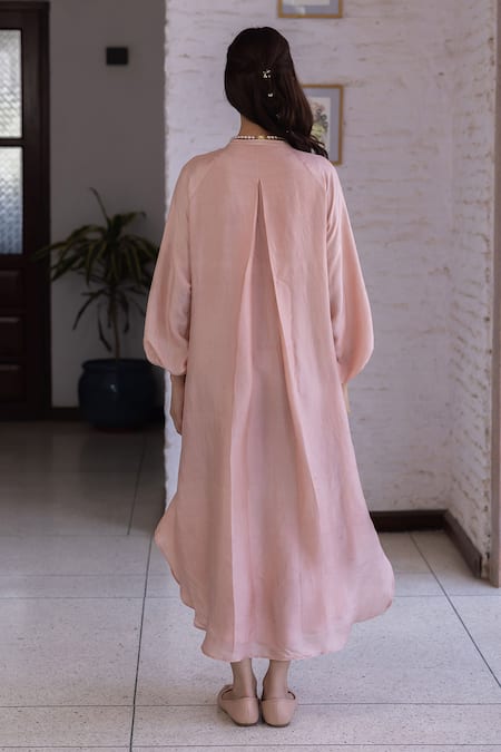 Shop Surmaye Pink Round Neck Endless Dream Dress at Aza Fashions Shop_Surmaye_Pink Round Neck Endless Dream Dress _at_Aza_Fashions