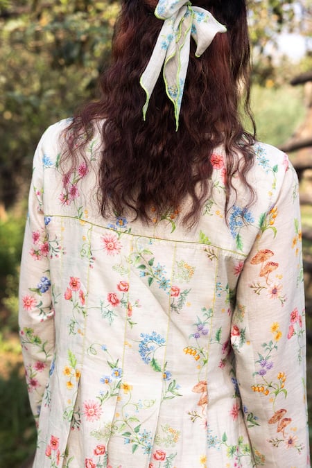 Shop Surmaye Beige Handloom Cotton Embroidery Round Neck Cottage Charm Light Maxi Dress Online at Aza Fashions Shop_Surmaye_Beige Handloom Cotton Embroidery Round Neck Cottage Charm Light Maxi Dress _Online_at_Aza_Fashions