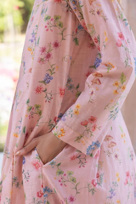 Buy Surmaye Pink Handloom Cotton Embroidery Round Neck Cottage Charm Maxi Dress Buy_Surmaye_Pink Handloom Cotton Embroidery Round Neck Cottage Charm Maxi Dress