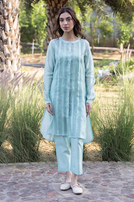Surmaye Green Whispering Ivy Seafoam Kurta Set 
