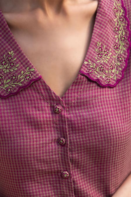 Surmaye Pink Handloom Cotton Embroidery Sweet Caress Blouse Online at Aza Fashions Surmaye_Pink Handloom Cotton Embroidery Sweet Caress Blouse _Online_at_Aza_Fashions