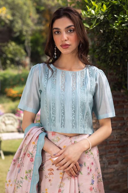 Surmaye Whispering Ivy Blue Blouse 