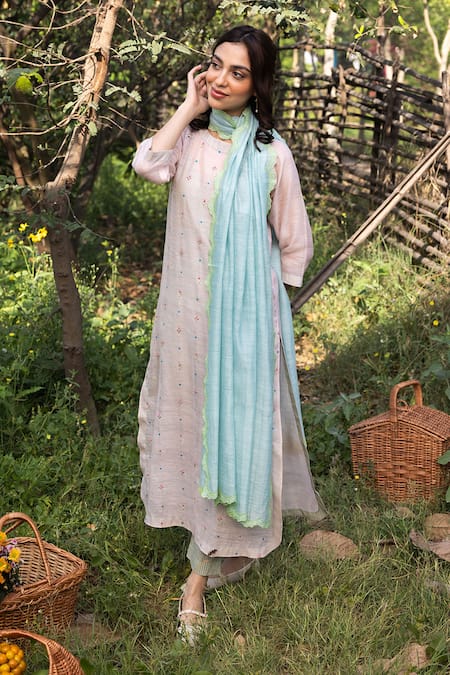 Surmaye Ethereal Silk Blue Dupatta 