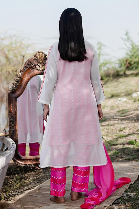 The Home Affair White Chanderi Kurta Set 