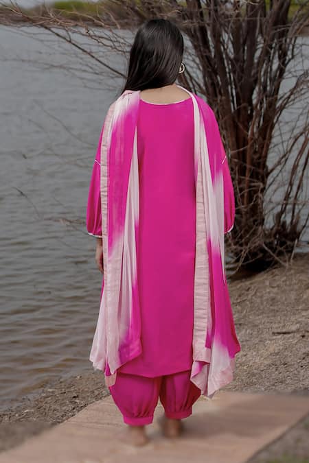 The Home Affair Pink Embroidered Kurta Set 