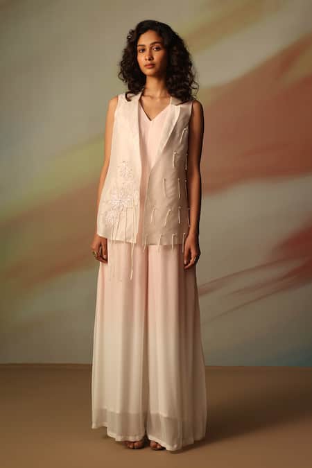 Vanshika Agarwal Label Designer Dove Jumpsuit & Jacket Set 