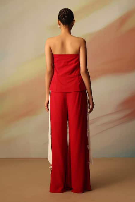 Vanshika Agarwal Label Red Double Georgette Pant Set 