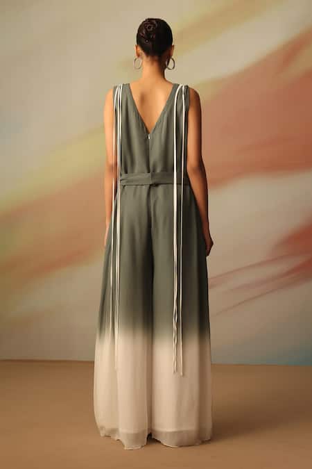 Vanshika Agarwal Label Olive Green Designer Jumpsuit Set 