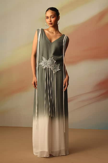 Vanshika Agarwal Label Olive Green Designer Jumpsuit Set 