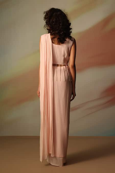 Vanshika Agarwal Label Kimberly Pink Pre-Draped Saree Set 