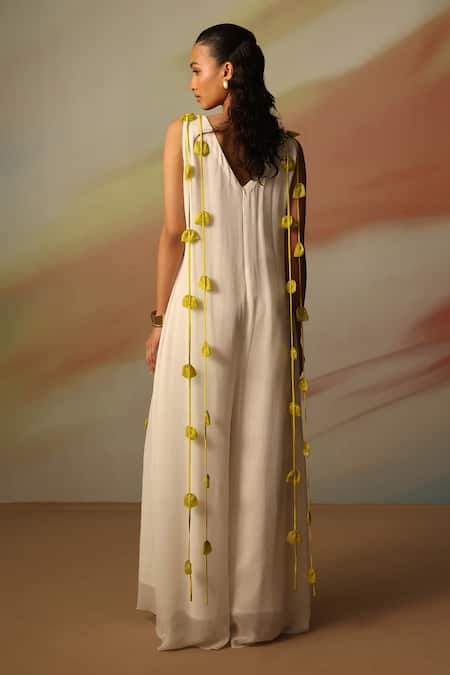 Vanshika Agarwal Label White Georgette Pixie Jumpsuit 