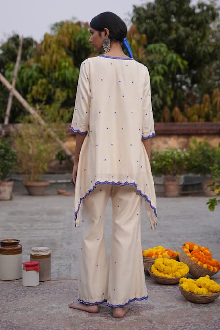 Midushi Bajoria Off White Floral Embroidered Kurta Set 