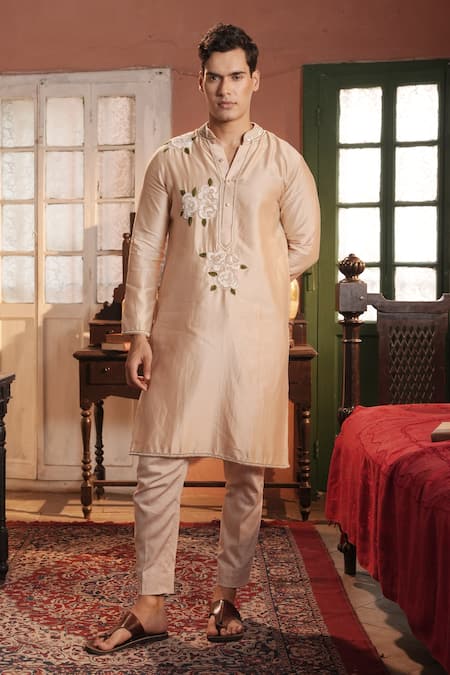 Midushi Bajoria Cream Silk Chanderi Embroidered Kurta Set 