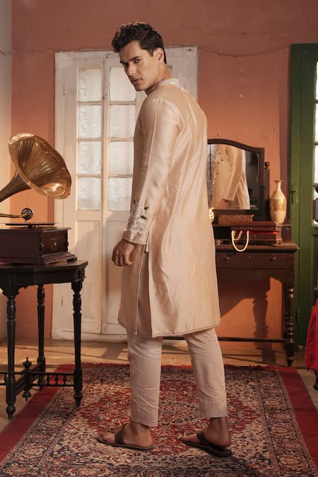 Midushi Bajoria Cream Silk Chanderi Embroidered Kurta Set 